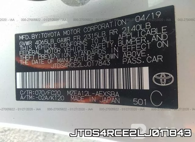 JTDS4RCE2LJ017843 фото 10