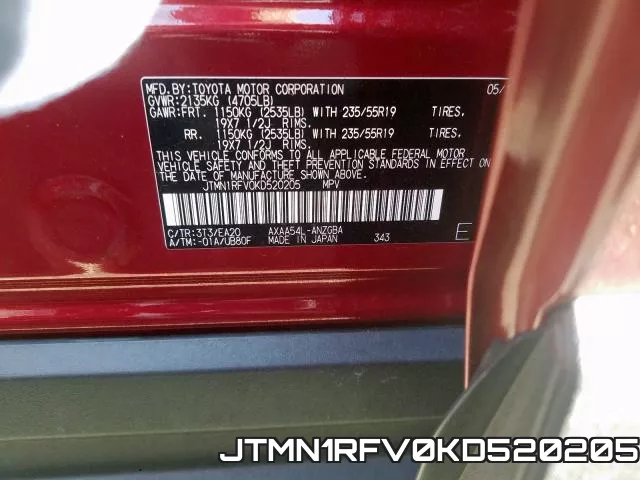 JTMN1RFV0KD520205 фото 2