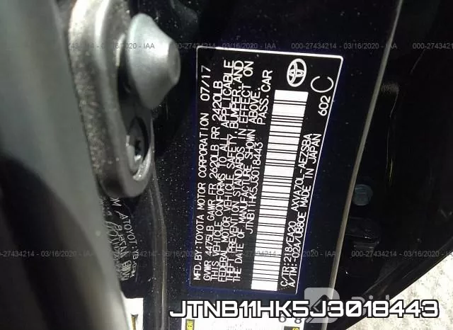 JTNB11HK5J3018443 фото 10