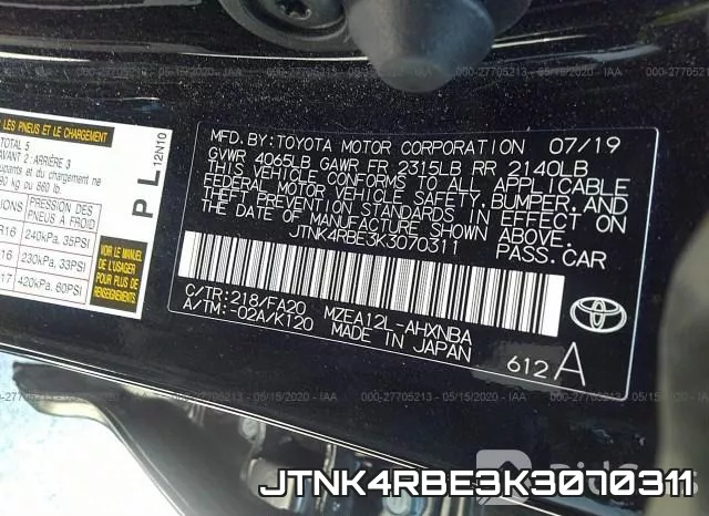 JTNK4RBE3K3070311 фото 10