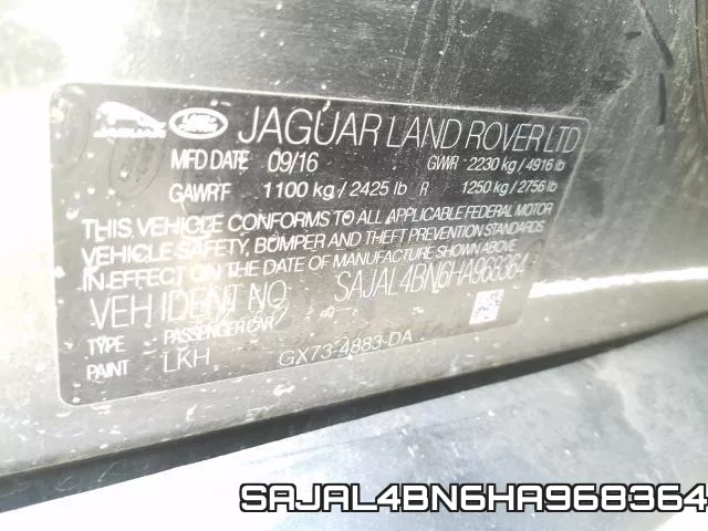 SAJAL4BN6HA968364 фото 2
