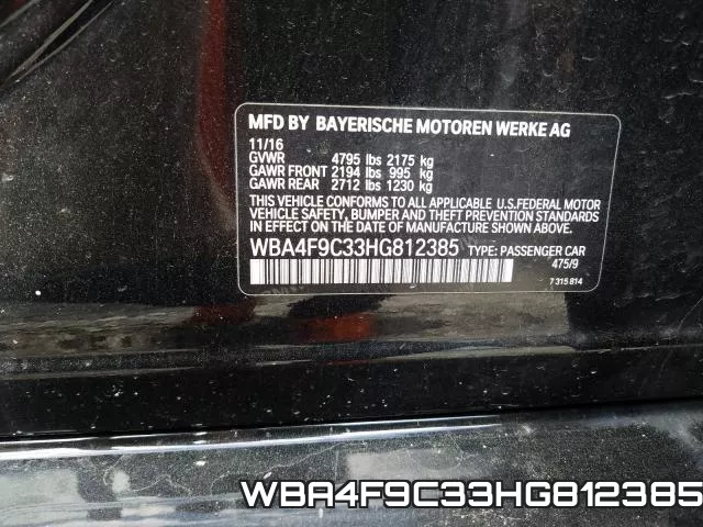 WBA4F9C33HG812385 фото 2