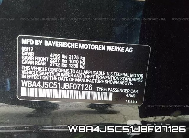 WBA4J5C51JBF07126 фото 10