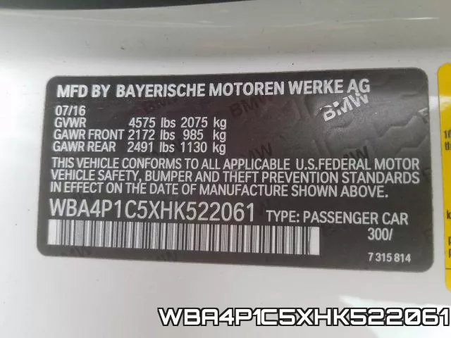 WBA4P1C5XHK522061 фото 2