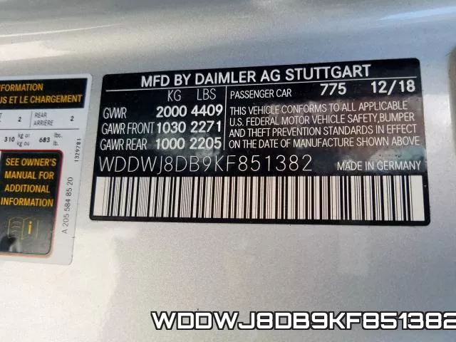 WDDWJ8DB9KF851382 фото 2