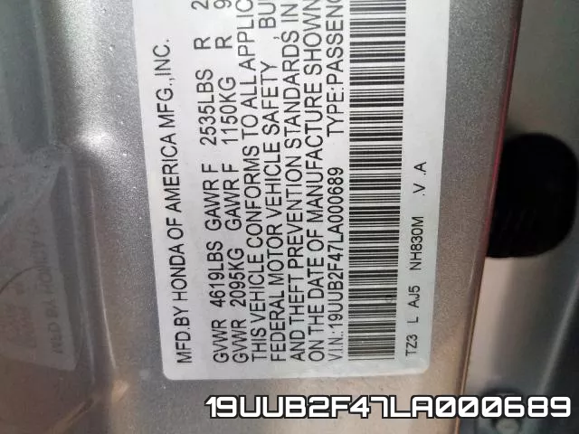 19UUB2F47LA000689 фото 2