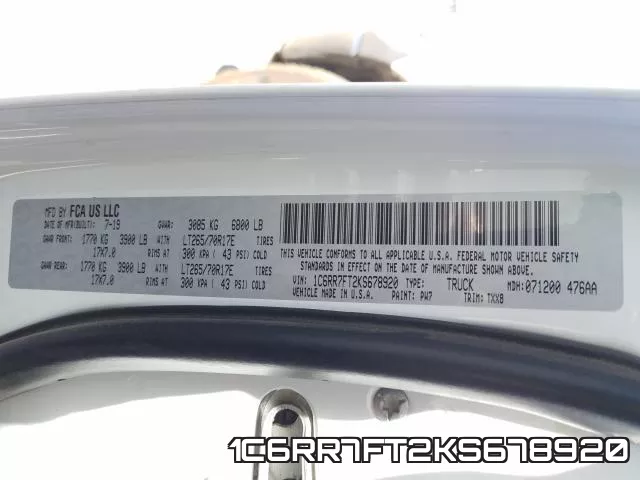 1C6RR7FT2KS678920 фото 2