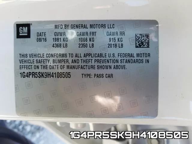 1G4PR5SK9H4108505 фото 2