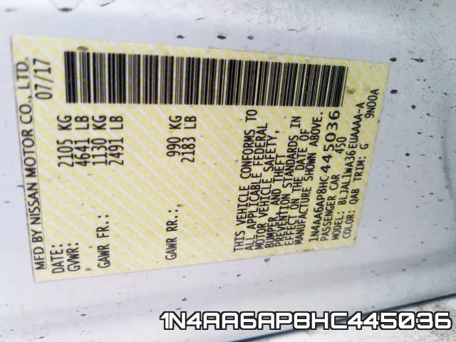 1N4AA6AP8HC445036 фото 2