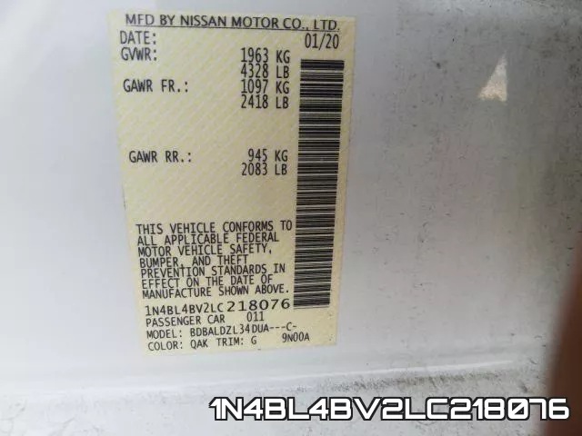 1N4BL4BV2LC218076 фото 2