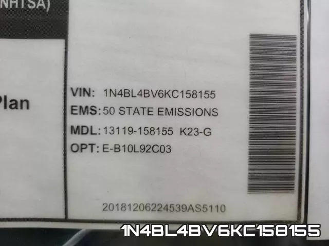 1N4BL4BV6KC158155 фото 2