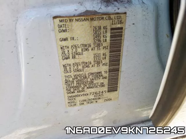 1N6AD0EV9KN726245 фото 2