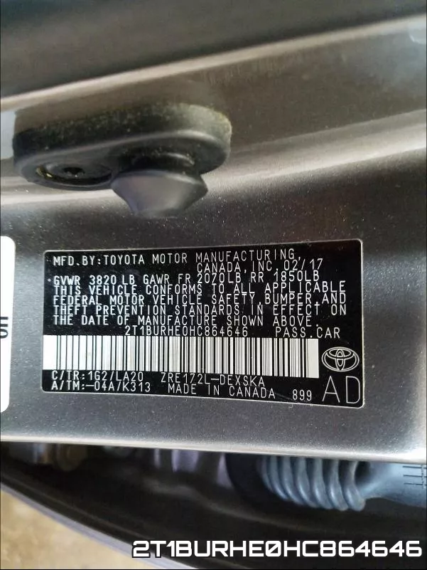 2T1BURHE0HC864646 фото 2