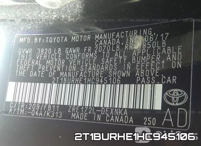 2T1BURHE1HC945106 фото 10