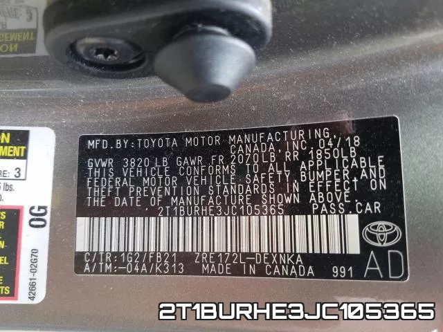 2T1BURHE3JC105365 фото 2