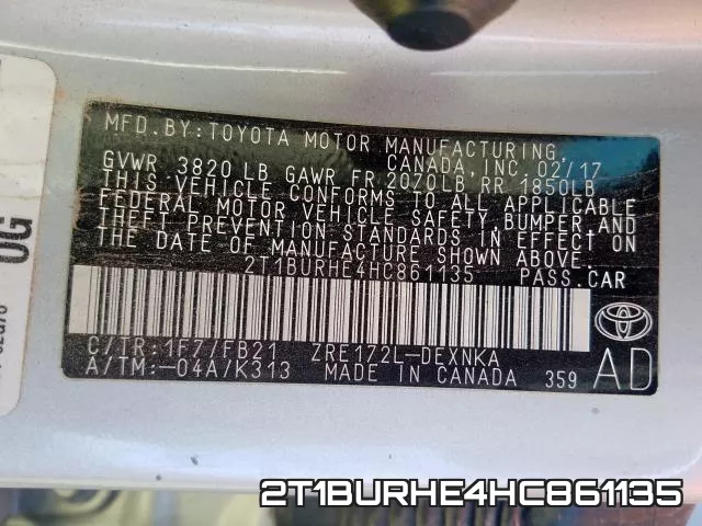 2T1BURHE4HC861135 фото 2
