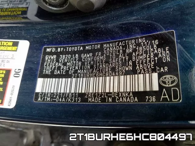 2T1BURHE6HC804497 фото 2