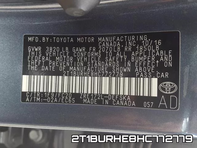 2T1BURHE8HC772779 фото 2