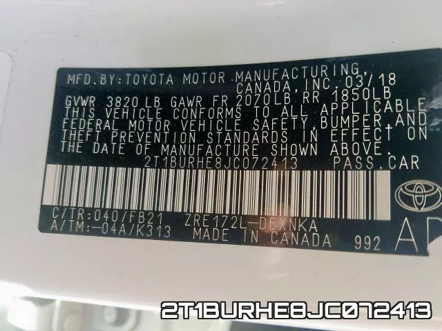 2T1BURHE8JC072413 фото 2
