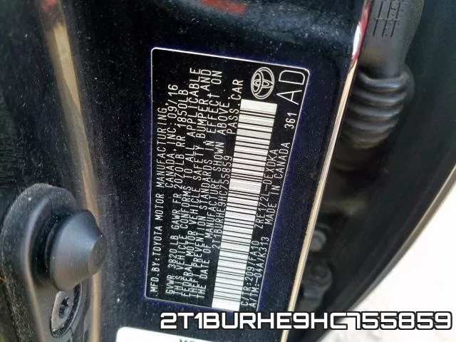 2T1BURHE9HC755859 фото 2