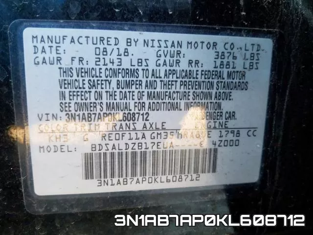 3N1AB7AP0KL608712 фото 2