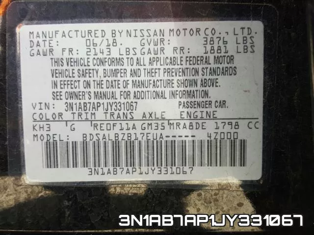 3N1AB7AP1JY331067 фото 2