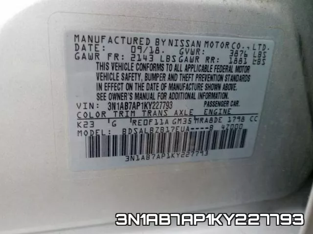 3N1AB7AP1KY227793 фото 2