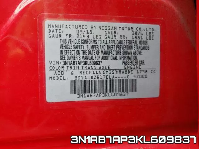 3N1AB7AP3KL609837 фото 2