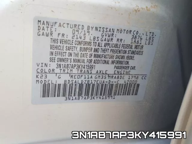 3N1AB7AP3KY415991 фото 2