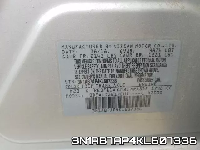 3N1AB7AP4KL607336 фото 2