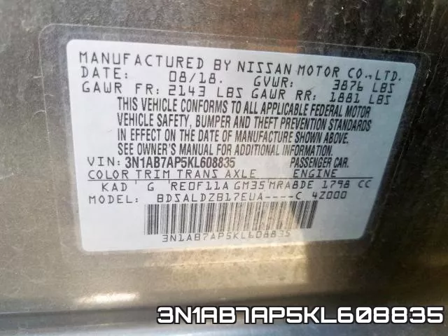 3N1AB7AP5KL608835 фото 2