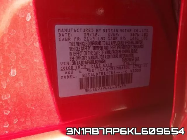 3N1AB7AP6KL609654 фото 2