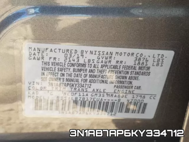 3N1AB7AP6KY334712 фото 2