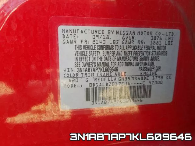 3N1AB7AP7KL609646 фото 2