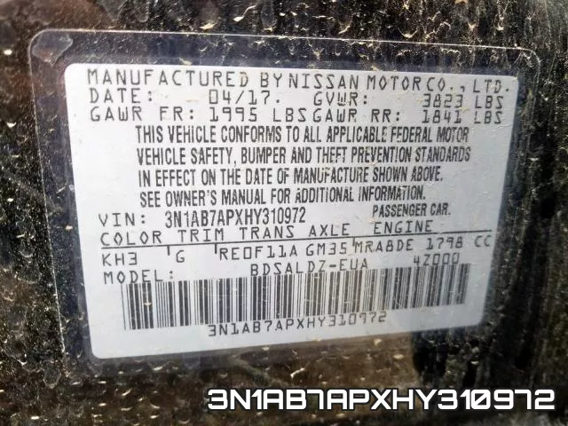 3N1AB7APXHY310972 фото 2