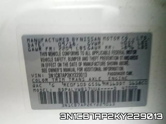 3N1CB7AP2KY229013 фото 2