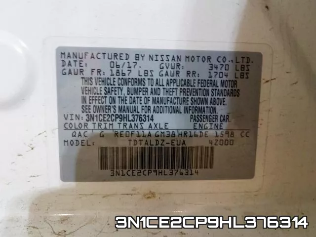 3N1CE2CP9HL376314 фото 2