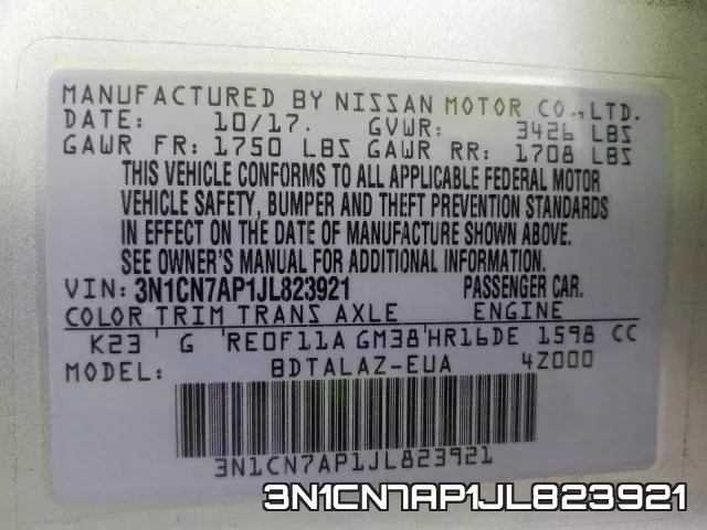 3N1CN7AP1JL823921 фото 2