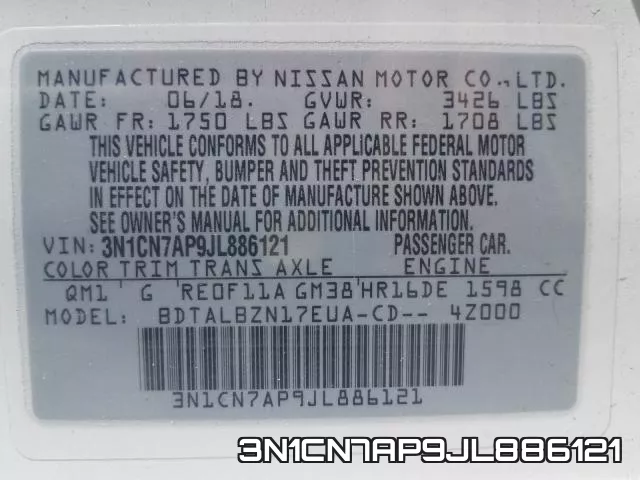 3N1CN7AP9JL886121 фото 2