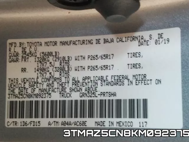 3TMAZ5CN8KM092375 фото 2