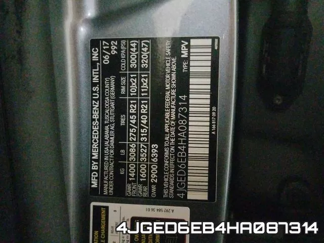 4JGED6EB4HA087314 фото 2