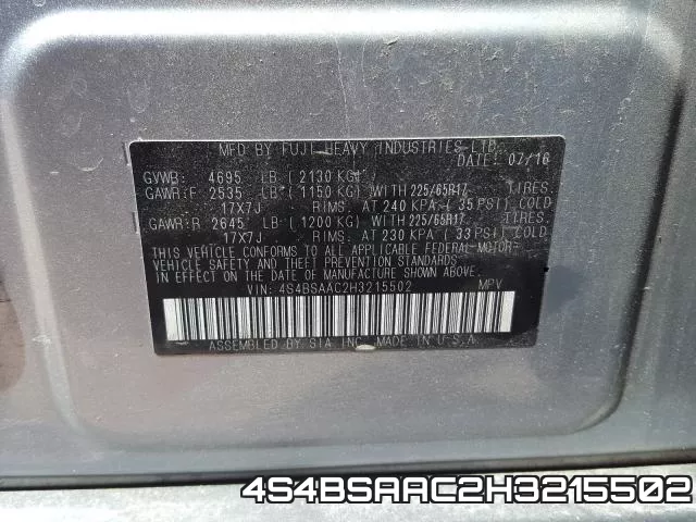 4S4BSAAC2H3215502 фото 2
