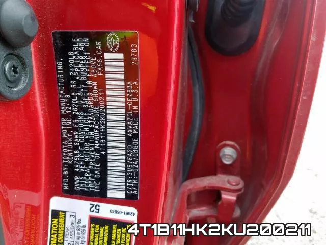 4T1B11HK2KU200211 фото 2