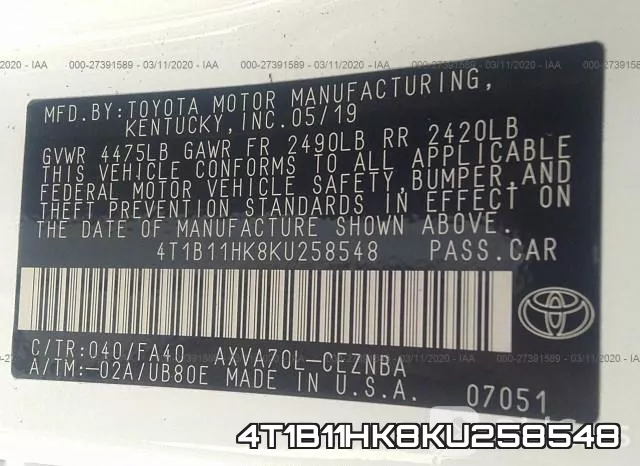 4T1B11HK8KU258548 фото 10
