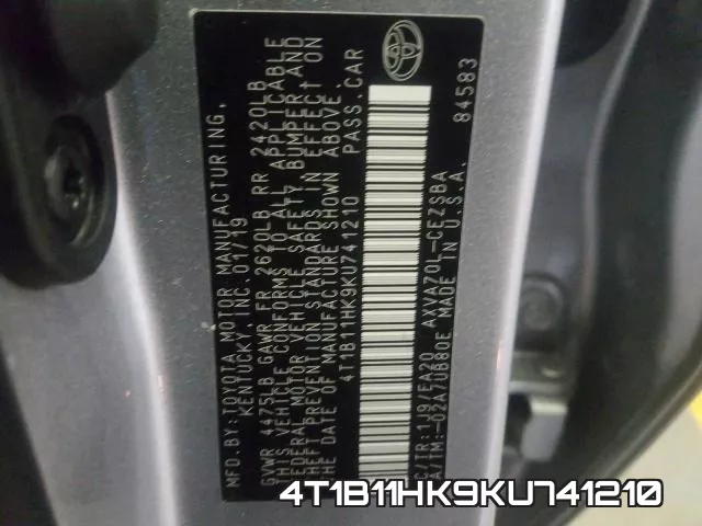 4T1B11HK9KU741210 фото 2