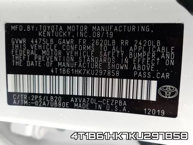 4T1B61HK7KU297858 фото 2