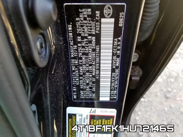 4T1BF1FK1HU721465 фото 2