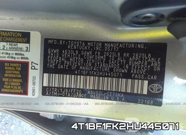 4T1BF1FK2HU445071 фото 10