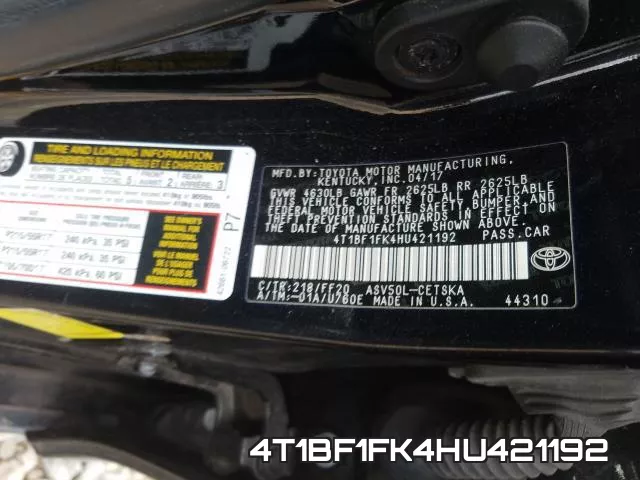 4T1BF1FK4HU421192 фото 2