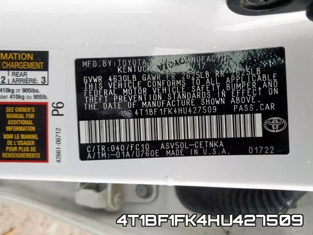 4T1BF1FK4HU427509 фото 2